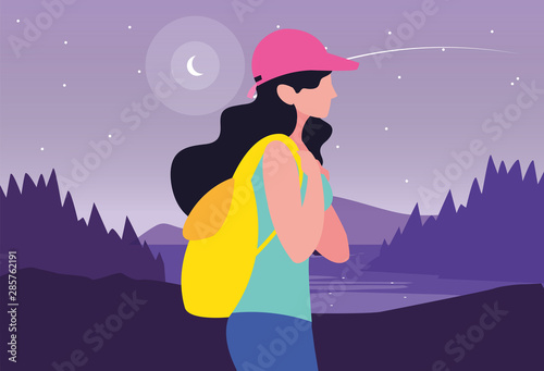 woman with backpack hiking wanderlust