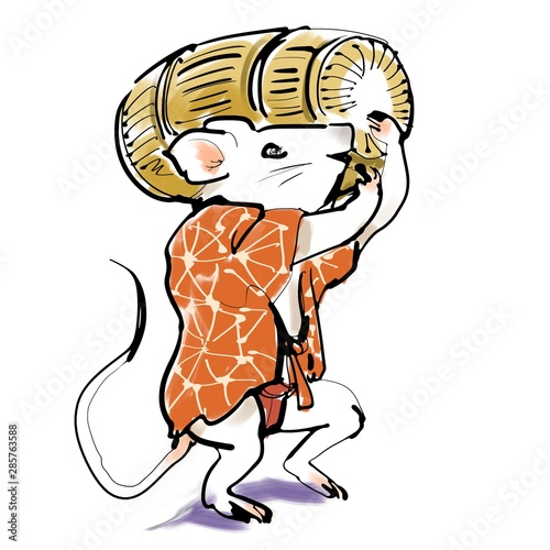 米俵を担ぐネズミ カラー Stock イラスト Adobe Stock