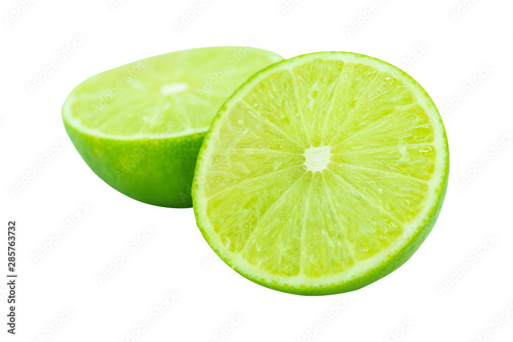 Slice of green lime isolated on white background. with clipping path Slice of green lime isolated on white background. with clipping path