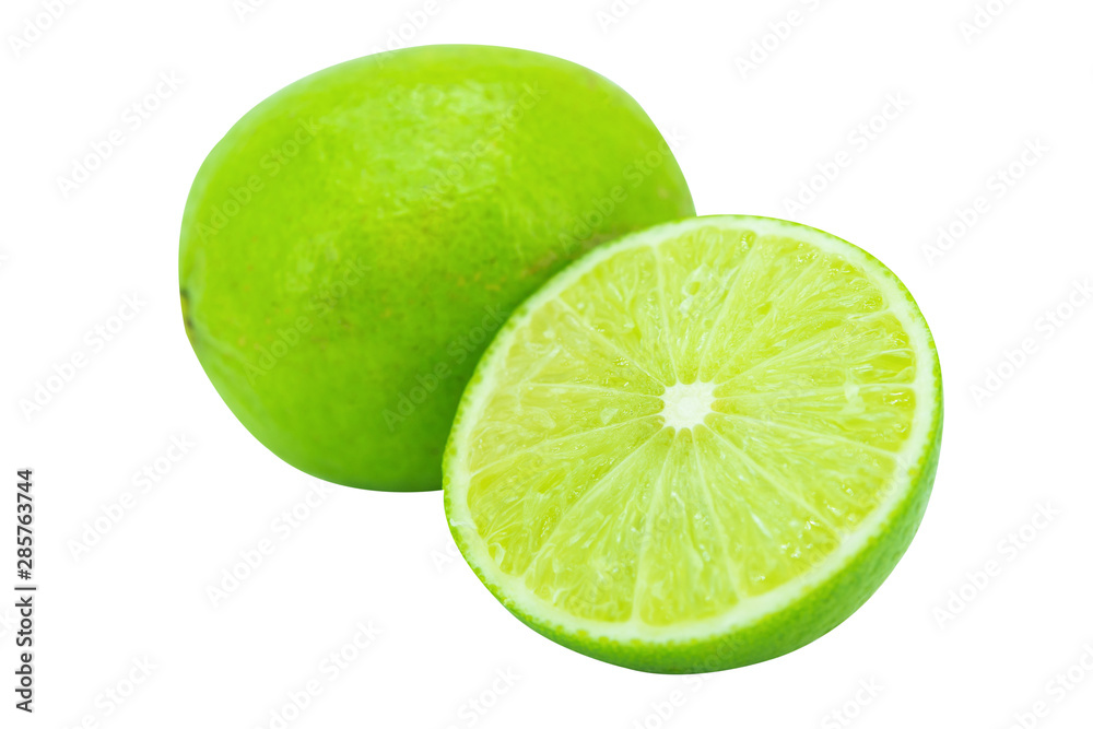 Slice of green lime isolated on white background. with clipping path Slice of green lime isolated on white background. with clipping path