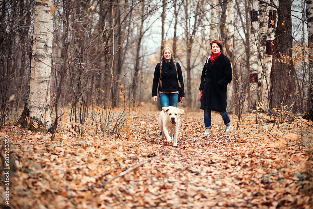 Fototapeta premium Young girl on a walk in the autumn