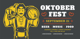 Oktoberfest flyer or banner retro typography template design willkommen zum invitation beer festival celebration.