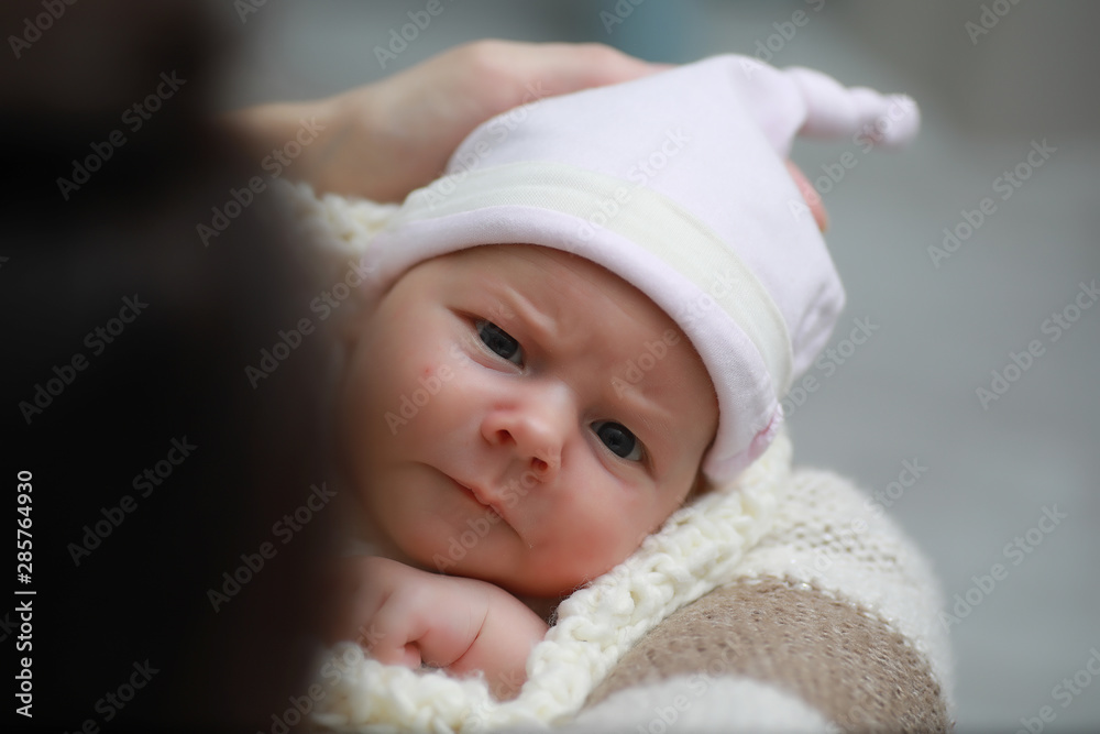 Baby newborn sleeping wrapped up in a blanket Baby newborn sleeping wrapped up in a blanket