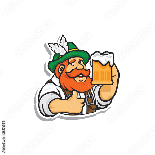 octoberfest cartoon character sticker vector