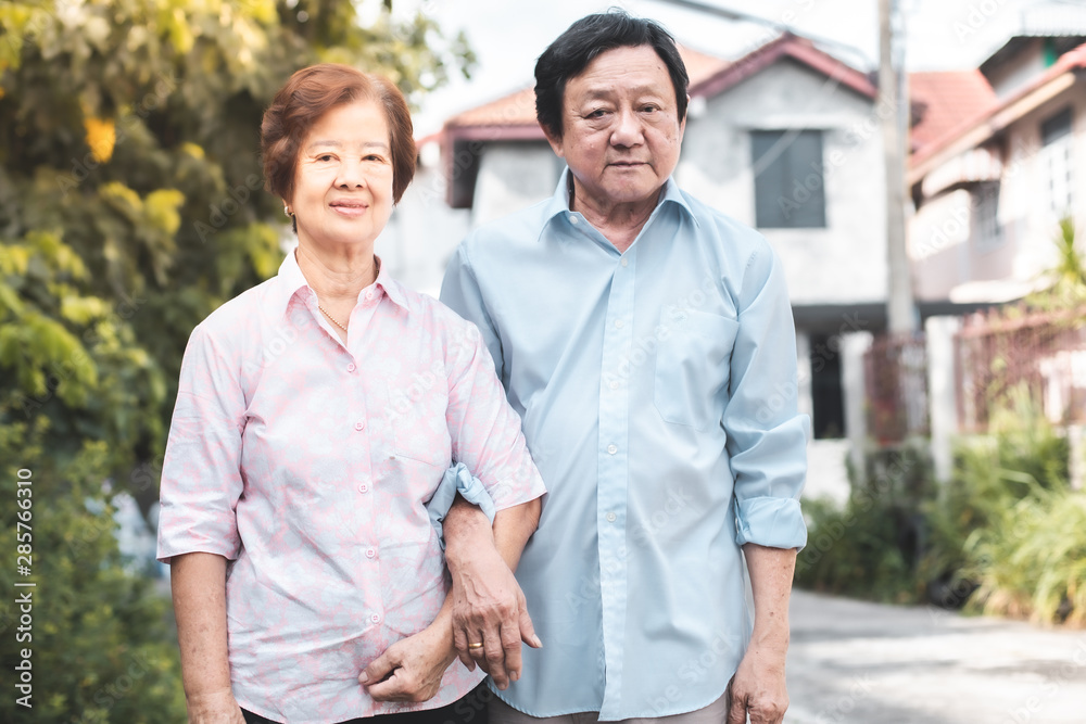 Happy elderly couple with lifestyle after retiree concept. Lovely asian seniors couple embracing together . Happy elderly couple with lifestyle after retiree concept. Lovely asian seniors couple embracing together .