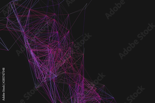 Technological structure lines with black background, 3d rendering.