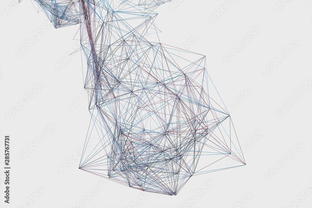 Technological structure lines with white background, 3d rendering.