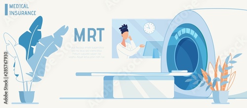 Medical Insurance Ad Flat Banner with MRT Machine