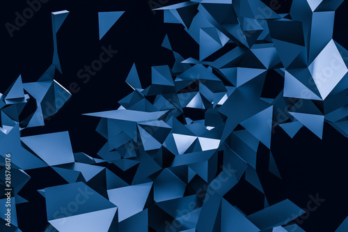 Triangular paper with creative shapes, 3d rendering