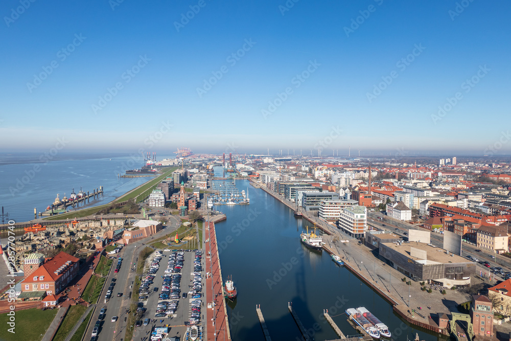 aerial view of the city Bremerhaven in Germany