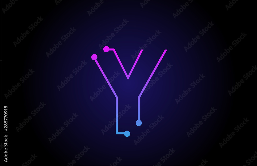Alphabet letter logo icon design Y in pink blue colors Alphabet letter logo icon design Y in pink blue colors