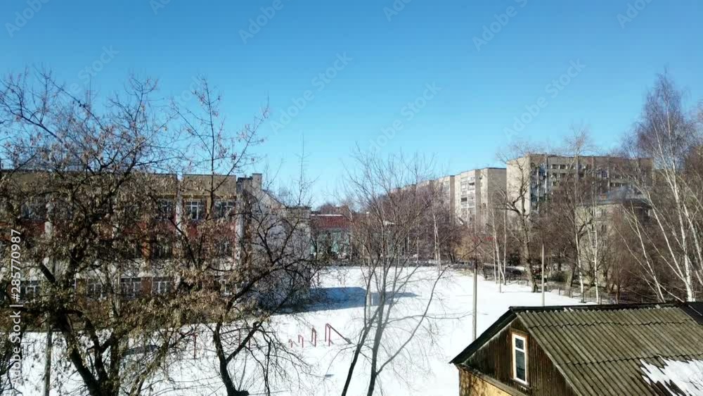 window view of Sunny early March spring day timelapse blue sky window view of Sunny early March spring day timelapse blue sky