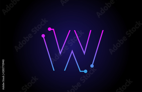 Alphabet letter logo icon design W in pink blue colors
