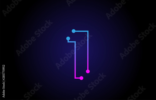 Number 1  logo icon design in pink blue colors