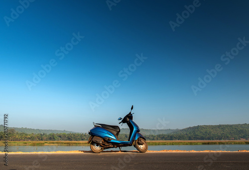 Bike on road in Goa, India