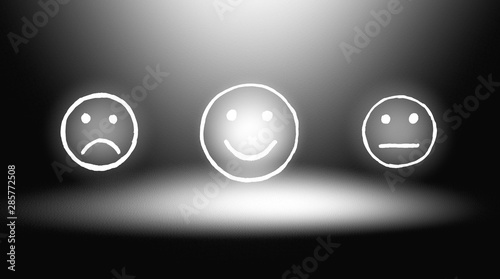 Fototapeta Naklejka Na Ścianę i Meble -  Choice - Happy Smileys or Unhappy.