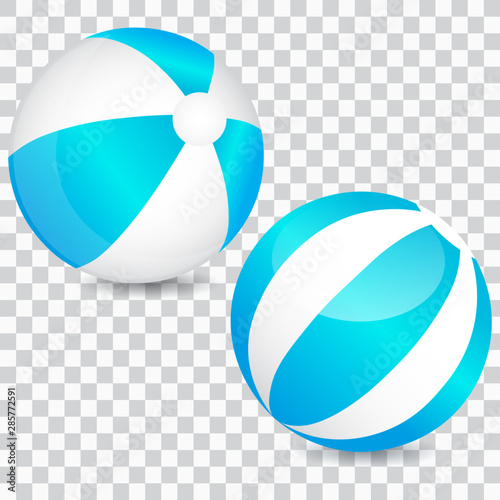 Blue beach ball set, isolated, vector illustration.