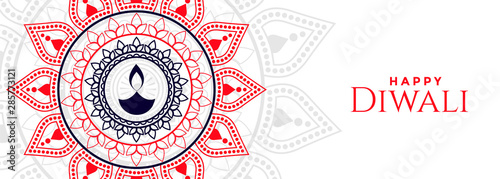 happy diwali decorative diya festival banner design