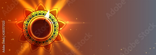 beautiful diwali diya lights lamp banner with text space