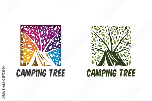 Camping Tree Square Logo Set of 2