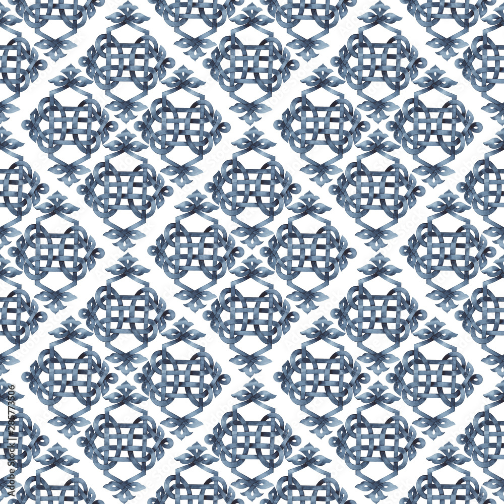 Watercolor background pattern Celtic braided pattern