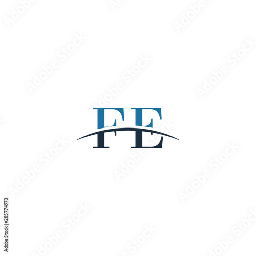 Initial letter FE, overlapping movement swoosh horizon logo company design inspiration in blue and gray color vector