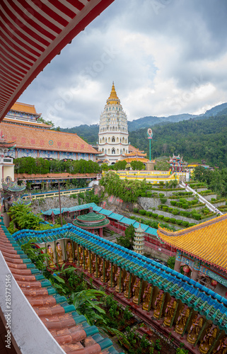 Kek Lok temple panorama of inner yard of biggest buddhist temple of Penang Malaysia