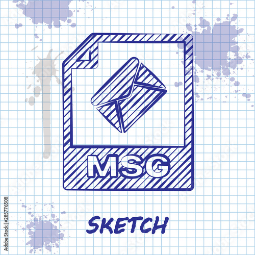 Sketch line MSG file document. Download msg button icon isolated on white background. MSG file symbol. Vector Illustration