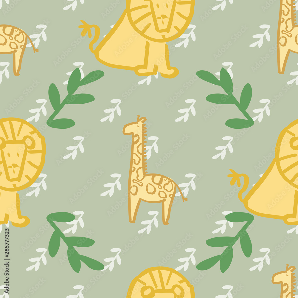 giraffe lion seamless repeat pattern design giraffe lion seamless repeat pattern design