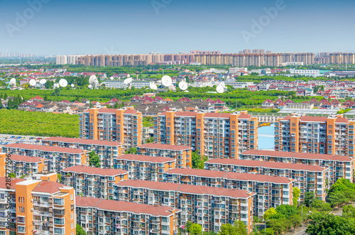 Real estate and residential buildings on the outskirts of Shanghai, China