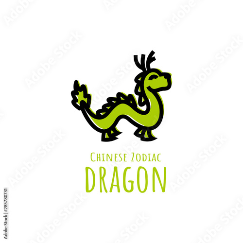 chinese zodiac or shio dragon logo design in flat style template for all media