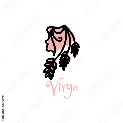 virgo logo design in flat style, zodiac template