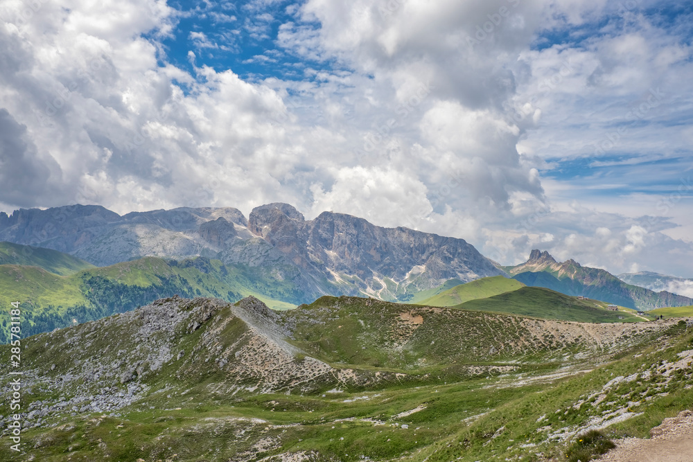 Beautiful view of the mountainous alp landscape in the Dolomites