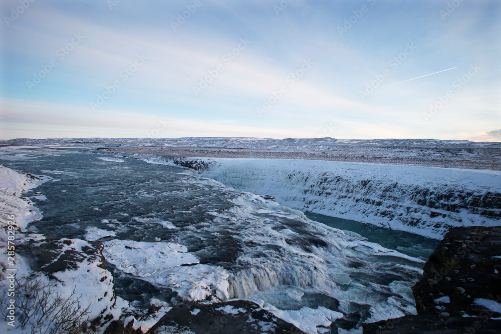 Obraz premium Waterfall Gullfoss, Golden Circle, Iceland in Winter