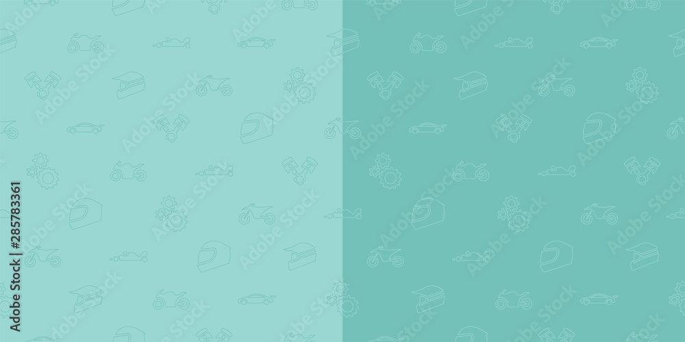 Vector racing video game and esport set outline seamless pattern background.