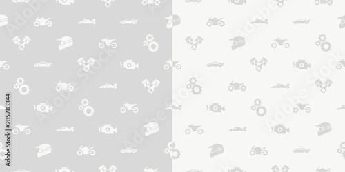 Vector racing video game and esport set solid seamless pattern background.