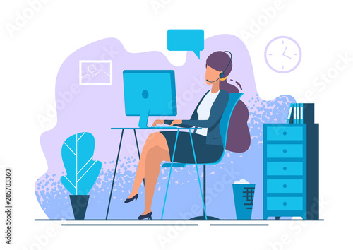 Illustration vector of woman working on laptop
