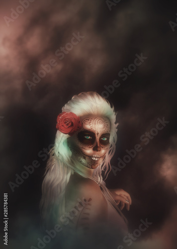 Fototapeta Naklejka Na Ścianę i Meble -  3d sugar skull woman