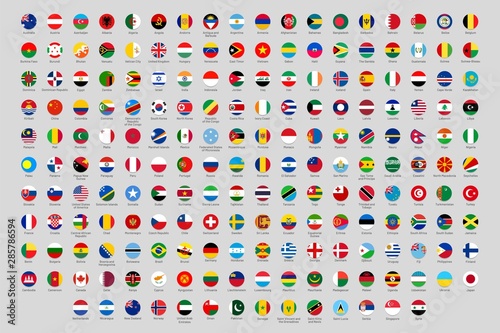 Round national flags. World countries flag circles, official country rounded symbols. Ukraine, Germany and China flags or geography lesson round country profile avatar. Isolated vector icons set