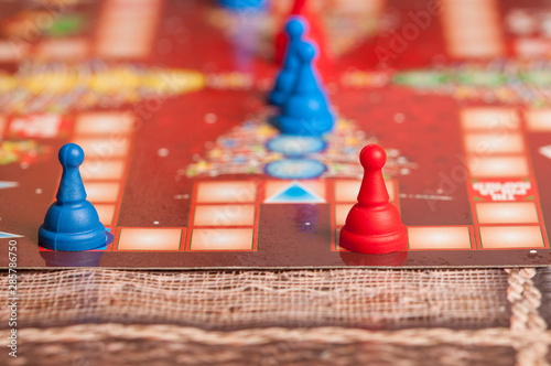 Social game.Blue and red figure.