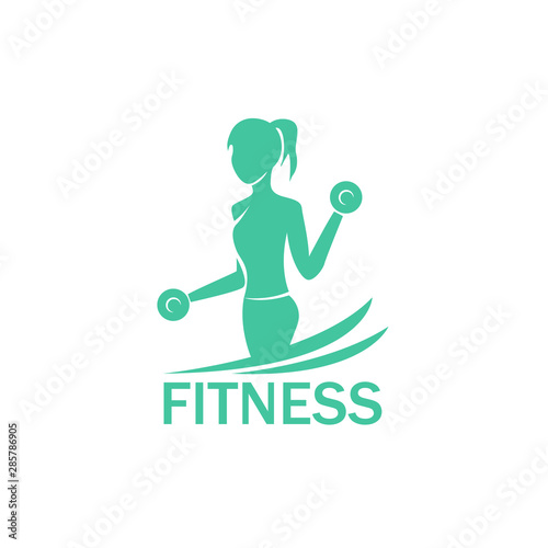 girl silhouette fitness logo flat design