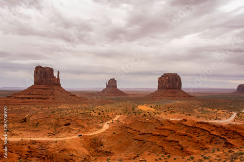 Sand buttes raiding up in the monument valley in the border of Arizona and utah