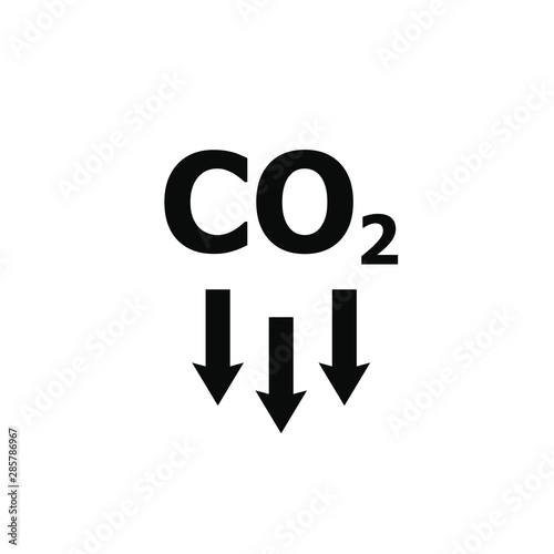 co2, carbon emissions reduction vector line icon on white