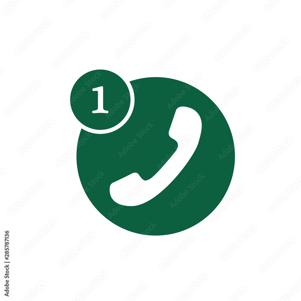 Phone icon, one missed call sign Phone icon, one missed call sign