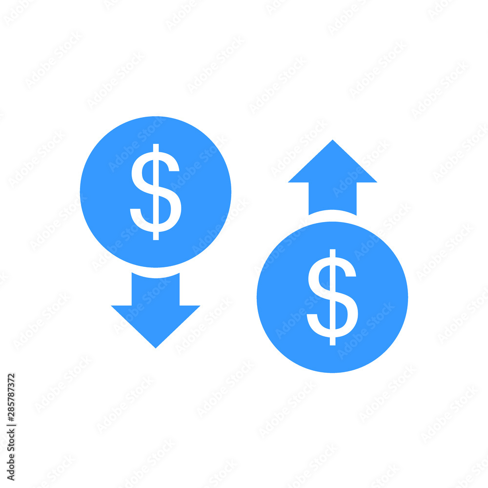 vector icon of dollar up or down vector icon of dollar up or down