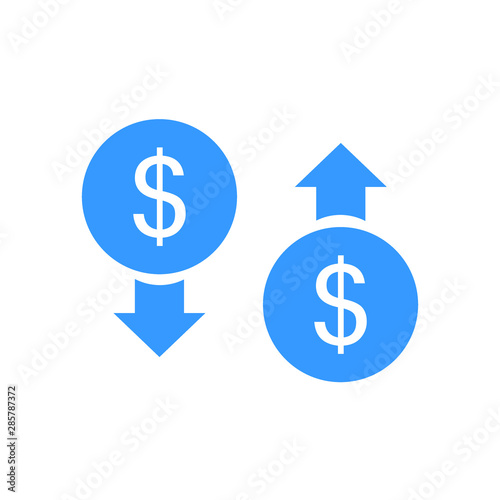 vector icon of dollar up or down