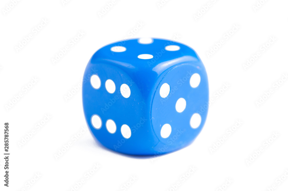 Blue dice isolated on white background.Copy space Blue dice isolated on white background.Copy space