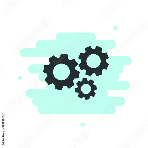 Three gear sign simple icon on background