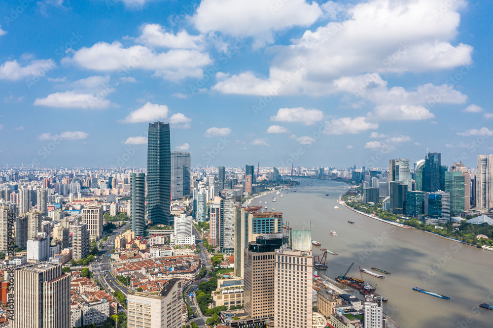 panoramic city skyline in shanghai china