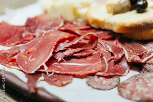 Traditional Greek and Turkish Pastirma Cold cuts photo